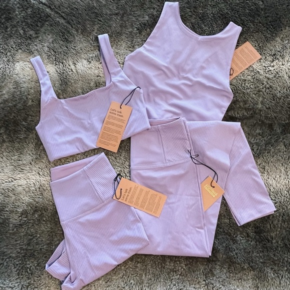 Violet RIB high-rise run short - Girlfriend Collective DISCONTINUED COLOR - Picture 4 of 4